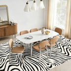 YIHOUSE 8×10 Ft Area Rugs for Living Room: Modern Washable Rug - Abstract Black and Cream White Rug for Bedroom Dining Room Office Playroom Nursery Home Decor - Nonslip Non-Shedding Striped Rugs