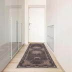 Ambesonne Sun and Moon Decorative Rug, Bohemian Artwork Design of Crescent Solar Ornament Esoteric Stars Ornaments, Quality Carpet for Bedroom Dorm and Living Room, 2' 5" x 7' 5", Warm Taupe