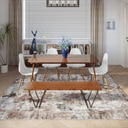 Rugcomf Modern Abstract Washable Rugs 8'x10' - Non-Slip Low Pile Area Rug, Large Boho Carpet for Living Room, Bedroom, Dining Room, Farmhouse, Kids Playroom, Office - Brown