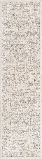 Unique Loom Isabella Collection Area Rug - Adjani (2' 7" x 10' Runner, White/ Blue)