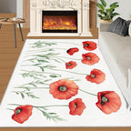 Little Red Flower Rugs for Bedroom - 5x7 Area Rug - Abstract 3D Flowers Rugs for Living Room, Modern Simple Art Rug, Non-Slip Washable Home Decor Carpet