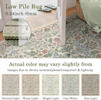 Beige Floral 8x10 Area Rugs for Living Room Large Washable Rug Vintage Forest Low Pile Non Slip Stain Resistance Soft Carpet for Dining Room, Bedroom, Office Rug, Kids Room, Nursery Room, Playroom