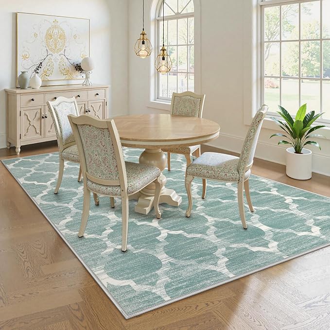 Lahome 5x7 Area Rug Green Rug Low Pile Indoor Washable Rugs for Bedroom Living Room Area Rugs 5x7 for Dining Room Foldable Non-Slip Thin Rugs Sage Green