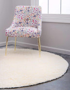 Unique Loom Solid Shag Collection Area Rug (8' Round, Pure Ivory)