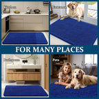 OLANLY Dog Door Mat for Muddy Paws 59x32, Absorbs Moisture and Dirt, Absorbent Non-Slip Washable Doormat, Quick Dry Chenille Mud Mat for Dogs, Entry Indoor Entryway Carpet for Inside Floor, Royal Blue