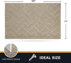 PURRUGS Dirt Trapping Door Mat 34" x 59", Non-Slip Machine Washable Entry Rug, Shoe Scraper, Dog Doormat, Super Absorbent Welcome Mat for Front & Back Door, Muddy Wet Shoes & Paws, Taupe