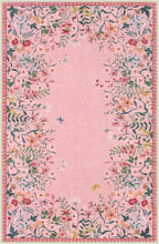 Wonnitar Washable 4x6 Rug, Pink Rugs for Girls Bedroom, Soft Non-Slip Nursery Area Rug, Floral Rugs Kids Room Low Pile Throw Carpet for Dorm Decor (Pink,4'x6')
