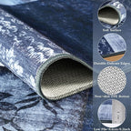 DweIke Large Modern Washable Area Rugs 8x10, Living Room Rug Non-Slip and Non-Shedding Large Rugs for Bedroom, Low Pile Indoor Rubber Backed Carpets for Dining Office Home Decor, Navy Blue