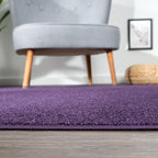 Eyely UES100N-216 Supersoft Haze Solid Low-Pile Indoor Runner Rug, Coastal, Bohemian, Minimalist, Classic, Casual for Bedroom,Kitchen,Living Room,Non Shedding,Easy-Washing, Purple, 2 X 16