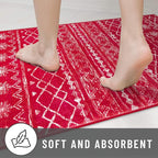 KUTA Christmas Rugs for Entryway, 2x3 Entrance Small Area Rug Red Non-Slip Washable, Ultra Soft Vintage Geometric Low-Pile Indoor Door Mat Floor Carpet for Kitchen