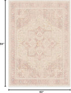 RUGGABLE Washable Area Rug – Kamran Soft Pink 5x7, Stain-Resistant, Non-Slip – Medium Machine Washable Rugs for Living Room, Bedroom, Hallway, Entryway & Office–with Standard Pad