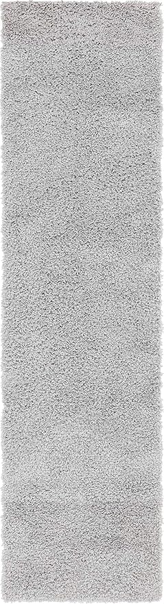 Unique Loom Davos Shag Collection Area Rug - Solid (2' 7" x 10' Runner, Sterling)