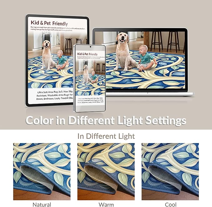 Flatwoven High Traffic Area Rug 6x9, Modern Abstract Color Block Area with Artistic Flair, Non Slip, Stain Resistant, Washable Area Rugs for Living Room, Bedroom (Blue, 6x9)
