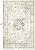 zesthome Washable Rug 6x9 Area Rugs,Stain Resistant Rugs for Living Room,Bedroom,Non-Slip Backing Home Decor Rug, Vintage Medallion Pattern Rugs (Beige,6'x9')