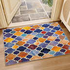 Moroccan Rugs for Living Room -Moroccan Trellis Rug, 4x5 ft, Colorful Geometric Area Rug, Oriental Tile Washable Rugs for Living Room Bedroom, Traditional Patchwork Home Decor & Gifts