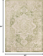 Nourison Home Astra Machine Washable Ivory Green 5'3" x 7' Area Rug - Easy Clean, Non Shedding, Bed Room, Living Room, Dining Room, Kitchen (5' x 7')