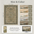 Extra Large Area Rugs 10x14 for Living Room, Traditional Medallion Printed Carpet Rugs for Bedroom Low Pile Thin, Non Slip Washable Rug for Dining Room, Vintage Multi Brown/Green