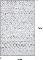 GLN Rugs Contemporary Collection - Machine Washable Area Rug, Contemporary Washable, Non Slip, Low Pile Chenille Rug, Living Room, Bedroom, Kitchen Rug (3' x 5' Gray 0166)