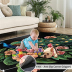 Peacock Peony Rugs for Bedroom - 6x8 Rug, Classic Peacock Peony Area Rugs for Living Room, Teal Turquoise Carpet, Floral Plant Washable Area Mat, Aesthetics Carpet - Peafowl Home Decor & Gifts