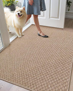 Color&Geometry Oversized Door Mat Non Slip Rubber Backed, 48"x72" Front Door Mat Indoor Outdoor Rug, Dirt Trapper Doormat, Heavy Duty Front Door Rugs, Khaki (Rolled-up NO Creases)
