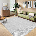 Washable Area Rug 8x10 - Large Grey Boho Rugs for Living Room Soft Abstract Bedroom Rug Ultra-Thin Modern Rainbow Carpet Dining Room Nursery Room Home Decor