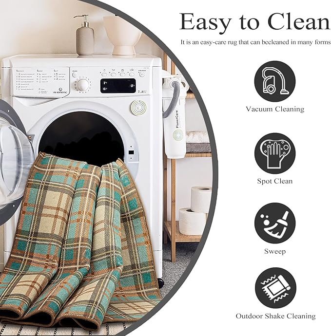 Area Rug Non Slip Machine Washable Ultra Soft Living Room/Bedroom/Kitchen/Outdoor/Classroom Plaid, 8'×10'