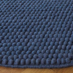 SAFAVIEH Natura Collection Area Rug - 6' Round, Navy & Blue, Handmade Wool Blend, Textured Design, Ideal for Living Room, Bedroom, Dining Space (NAT620M)