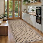 Tangsoo Easy Jute Rug 2.6x8 Washable Runner Rug for Hallways,Neutral Geometric Ultra Thin Indoor Carpet Runner Farmhouse Long Rnner Mat for Kitchen Entryway Laundry