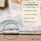 Istana Bedroom Rugs 5x7 - Pink Beige Whisper/Grey/Blue Carpet - Kid & Pet Friendly Carpets for Living Room 5x7-5x7 Rugs for Bedroom - Eco-Friendly & Foldable Dining Room Rug
