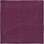 Unique Loom Solid Shag Collection Area Rug (8' Square, Eggplant Purple)