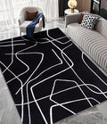 YIHOUSE Modern Washable Area Rug for Living Room Bedroom - Large Abstract Black and White Rug Non-Slip Ultra-Thin Home Decor (Dark Abstract, 5'x7'ft)
