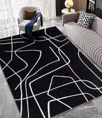YIHOUSE Modern Washable Area Rug for Living Room Bedroom - Large Abstract Black and White Rug Non-Slip Ultra-Thin Home Decor (Dark Abstract, 6'x9'ft)