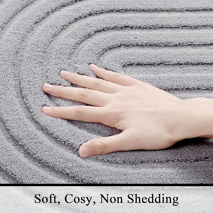 SHACOS Soft Cozy Fluffy Arch Pattern High Low Pile Rugs 4'x6' Non Slip Washable Scandinavian Minimalist Rug Modern Geometric Arc Carpet for Living Room Bedroom Dining Room, Light Grey
