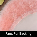 Latepis Round Pink Rug 5ft Faux Fur Sheepskin Circle Rug for Living Room Fuzzy Rugs for Teen Girls Bedroom Teen Room Dorm Cute Room Décor