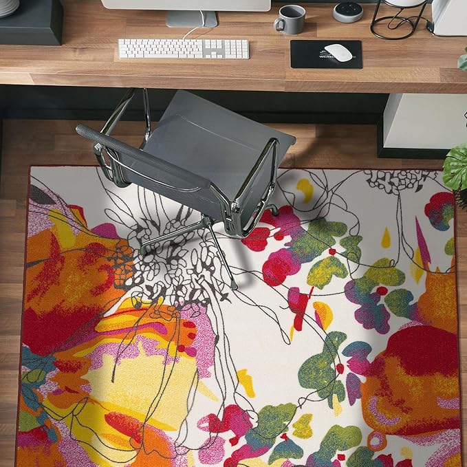 Rugshop Multi Bright Flowers Non Slip Non-Shedding Area Rug for Bedroom, Living Room and Home Office, 3'3" x 5'