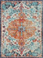 Lahome Area Rugs 9x12 Living Room Rug,Large Boho 9 x 12 Area Rugs for Living Room Washable Bedroom Rug,Boho Vintage Soft Non-Slip Printed Indoor Carpet for Dining Room Home Office(9x12ft,Orange)