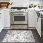 Small Abstract Area Rug 2x3 Entryway Rug Washable Door Mat Indoor Entrance, Washable Throw Rugs Non-Slip, Soft Beige Grey Kitchen Rugs Thin Print Faux Wool Floor Carpet for Foyer Front Door