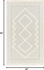 Mark&Day Wool Rugs, 4x6 Nishnabotny Cottage Light Gray Area Rug, Grey Beige Carpet for Living Room, Bedroom or Kitchen (3'6" x 5'6")