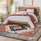 Lahome Oriental Washable Rug 6x9, Non-Slip Ultra-Thin Living Room Area Rug, Stain Resistant Vintage Carpet for Bedroom Dining Room Office