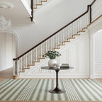 Dash & Albert Xaren Green Machine Washable Rug, 9.5 X 13.5 Feet, Green/Grey Stripe Pattern