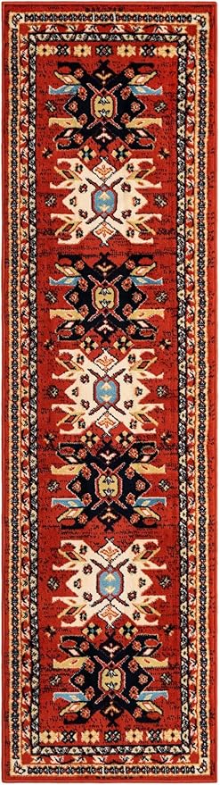 Unique Loom Taftan Collection Border Geometric Tribal Inspired Design Area Rug (2' 2 x 8' 2 Runner, Terracotta/ Ivory)