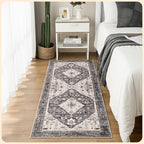 Istana Hallway Runner Rug 2.5x8 – Dark Grey Blue/Rose Mauve Entryway Rug -Silk's Soft Touch Runners for Hallways - Stylish Kitchen Runner Rug Non Slip