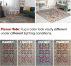 Keen Home Design 8x10 Rug - Machine Washable Area Rug with Non-Slip Backing, Ideal for Living Room, Dining Room, Bedroom - Vintage, Easy Clean, Durable, Low Pile Rug - (8' x 10')