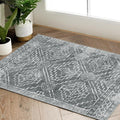 jinchan Moroccan 2x3 Rug for Entryway - Machine Washable Rug Modern Geometric Kitchen Soft Faux Wool Non-Slip Doormat Ultra-Thin Carpet for Entrance Bathroom Bedroom Living Room(2x3ft, Dark Grey)