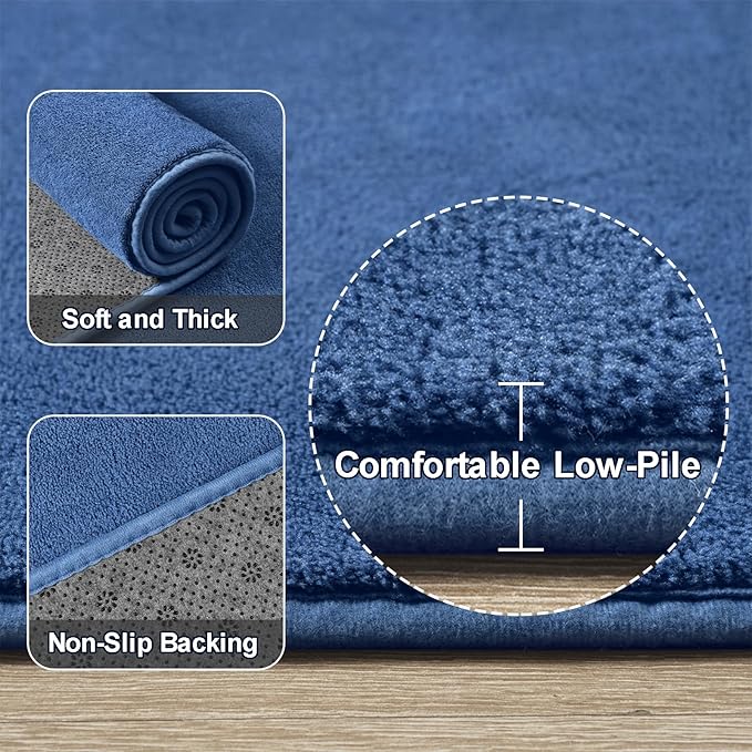 Amearea Modern Soft Hallway Runner Rug, 2x10 Feet Washable Long Runner Rugs for Hallway, Blue Fluffy Bedroom Rugs, Indoor Non Slip Memory Foam Rug Carpet for Entrance Kitchen Living Room Home Decor