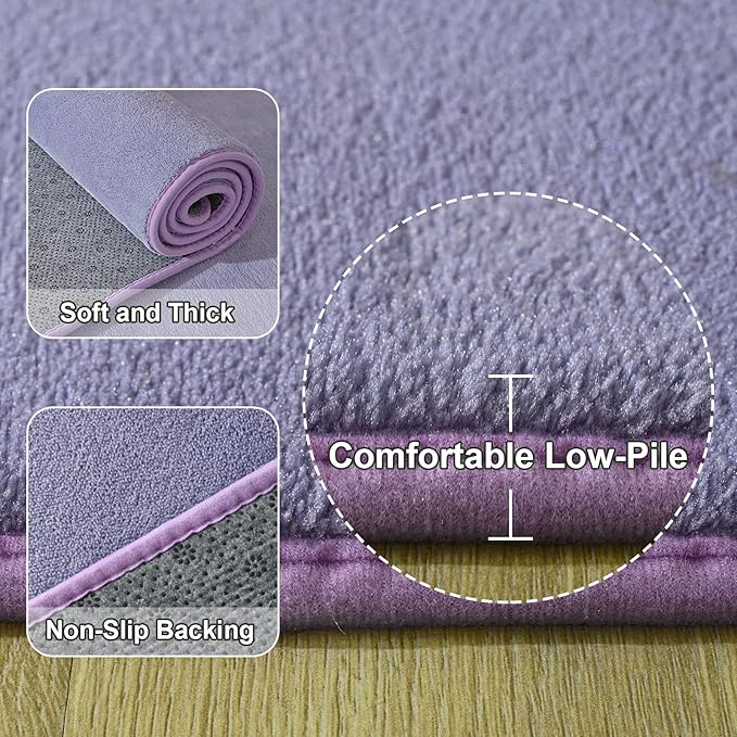 Amearea Modern Soft Hallway Runner Rug, 2x6 Purple Fluffy Bedroom Bedside Rugs, Washable Long Runner Rugs for Hallway, Non Slip Memory Foam Rug Carpet for Entrance Kitchen Living Room Decor