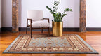 Unique Loom Voyage Collection Traditional Oriental Classic Intricate Design Area Rug (8' 0 x 8' 0 Square, Light Blue/Gold)