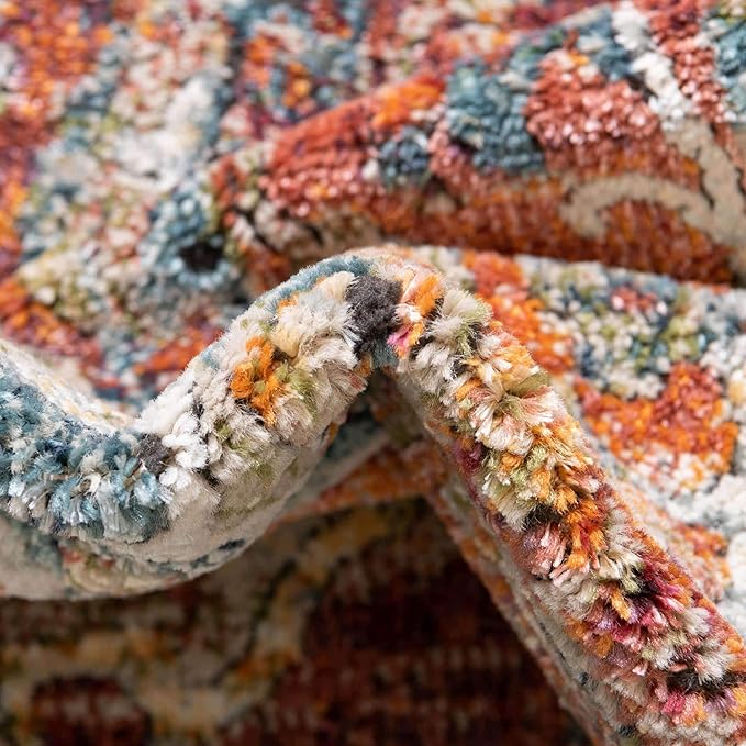 Unique Loom Isabella Collection Area Rug - Rossellini (4' 1" Square, Rust Red/ Beige)