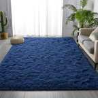 Shag Area Rug, 4 X 6 Plush Fuzzy Rugs for Living Room, Ultra Soft Fluffy Furry Rug for Bedroom, Indoor Carpet Nursery Rugs for Kids Room Home Decor, Navy Blue