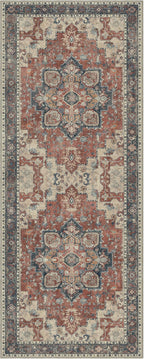 GENIMO 2x7 Runner Rugs for Hallway, Machine Washable Non Slip Vintage Rugs, Low Pile Lightweight Soft Print Rug for enrtyway, Corridor, Home Office, Kitchen, Bordeaux